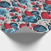 Blue Tattoo Hearts Digitaal thema Cadeaupapier (Hoek)