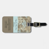 Blue Taupe Ivory Dandelions Floral Bagagelabels (Voorkant horizontaal)