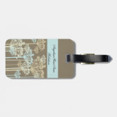 Blue Taupe Ivory Dandelions Floral Bagagelabels (Achterkant horizontaal)