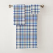 Blue Taupe Tartan Bad Handdoek (Insitu)