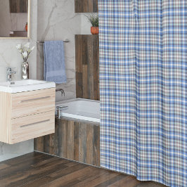 Blue Taupe Tartan Douchegordijn