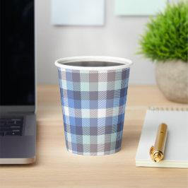Blue Taupe Tartan Papieren Bekers