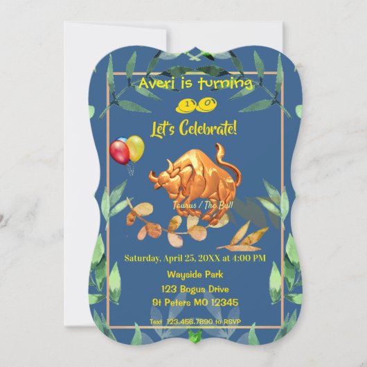 Blue Taurus Birthday (20 april - 20 mei) Kaart (Voorkant)