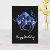 Blue Taurus Sign Birthday Kaart (Gele Bloem)