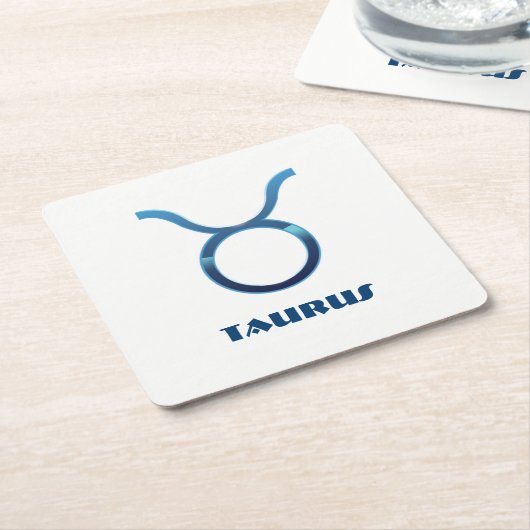Blue Taurus Zodiac Sign On White Kartonnen Onderzetters (Schuin)