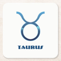 Blue Taurus Zodiac Sign On White