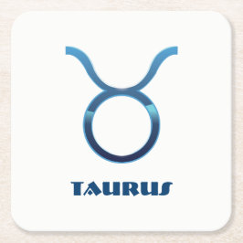 Blue Taurus Zodiac Sign On White Kartonnen Onderzetters