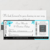 Blue Tea Arizona Boarding Pass bruiloft uitnodigin Kaart (Voorkant / Achterkant)