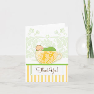 Blue Tea Cup Baby shower Hartelijk dank Bedankkaart