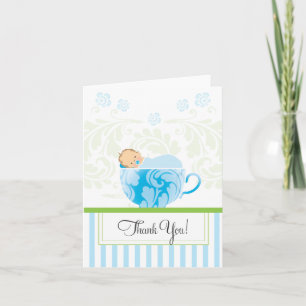 Blue Tea Cup Baby shower Hartelijk dank Bedankkaart