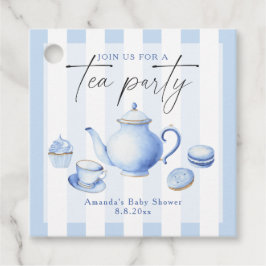 Blue Tea Party Baby shower Bedankjes Labels