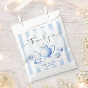 Blue Tea Party Baby shower Bedankt Bedankzakje