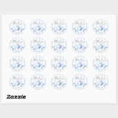 Blue Tea Party Baby shower Bedankt Ronde Sticker (Vel)