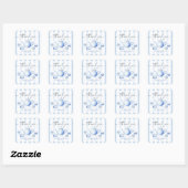 Blue Tea Party Baby shower Bedankt Vierkante Sticker (Vel)