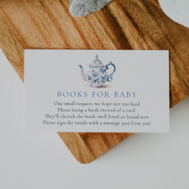 Blue Tea Party Baby shower Boek voor Baby Informatiekaartje