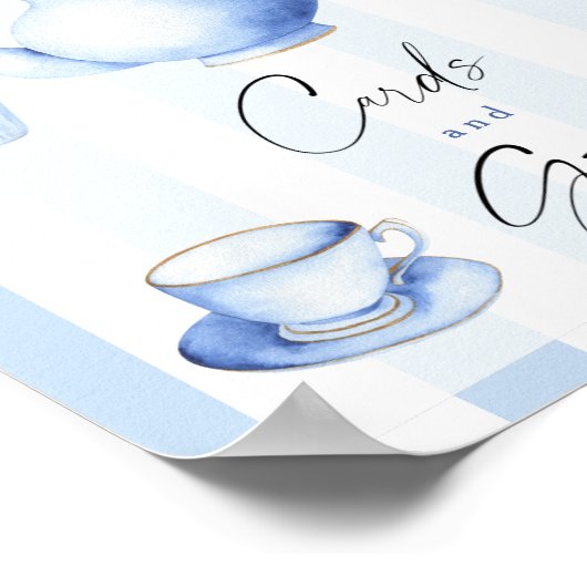Blue Tea Party baby shower Kaarten en geschenken Poster (Hoek)
