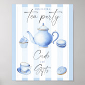 Blue Tea Party baby shower Kaarten en geschenken Poster (Voorkant)