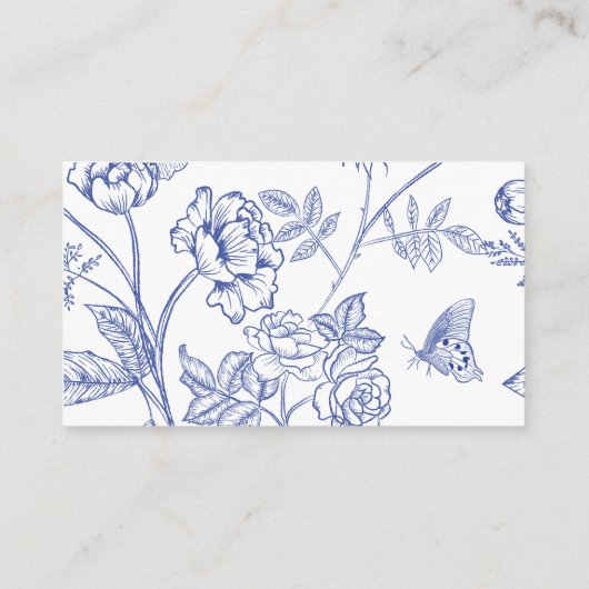 Blue Tea Party Baby shower Luier Raffle Ticket Informatiekaartje (Achterkant)