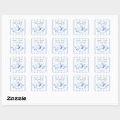 Blue Tea Party Baby shower Vierkante Sticker (Vel)