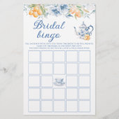 Blue Tea Party Bloemen Vrijgezellenfeest Bingospel (Voorkant)