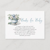 Blue Tea Party Boy Baby shower Boek Verzoek Informatiekaartje (Voorkant)