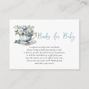 Blue Tea Party Boy Baby shower Boek Verzoek Informatiekaartje
