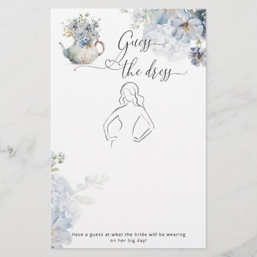 Blue Tea party floral Raad de jurk bruids spel (Voorkant)