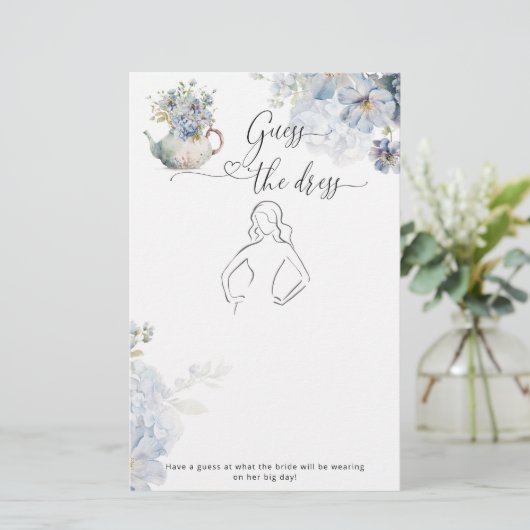 Blue Tea party floral Raad de jurk bruids spel (Staand voorkant)