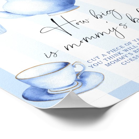 Blue Tea Party Hoe groot is het buikspel van mama Poster (Hoek)