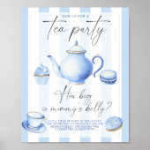 Blue Tea Party Hoe groot is het buikspel van mama Poster (Voorkant)