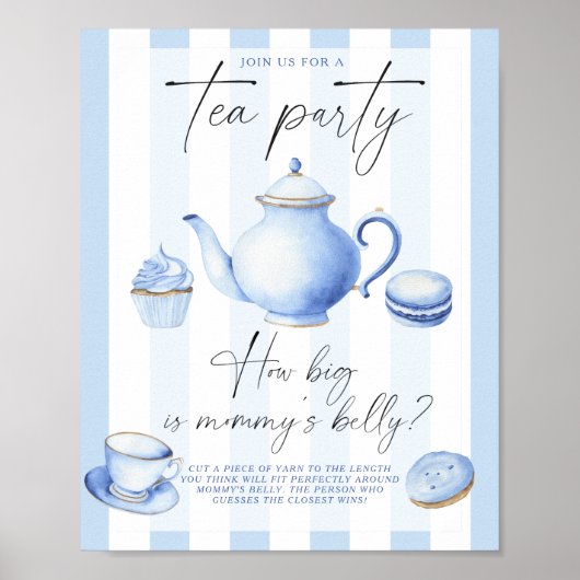 Blue Tea Party Hoe groot is het buikspel van mama Poster (Voorkant)