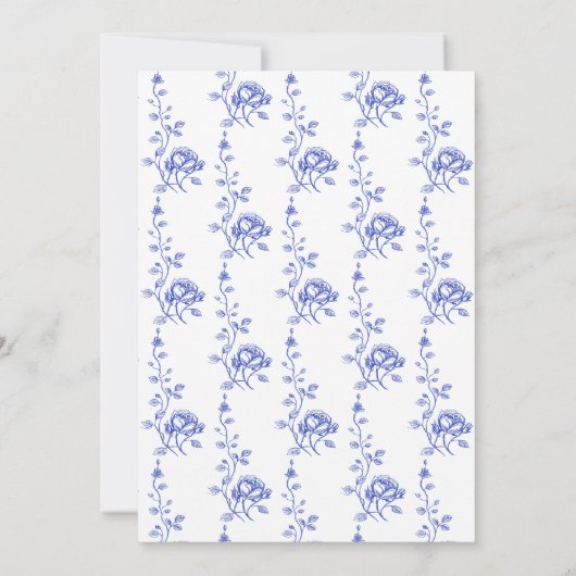 Blue Teacup en Roos Bruidsthee Kaart (Achterkant)