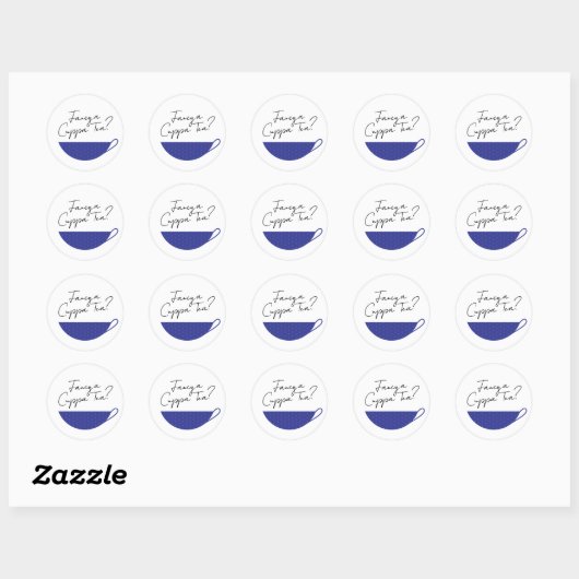 Blue Teacup Envelope Seal / Sticker (Vel)