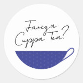 Blue Teacup Envelope Seal / Sticker (Voorkant)