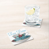 Blue Teacup Tea Time Kartonnen Onderzetters (Insitu)