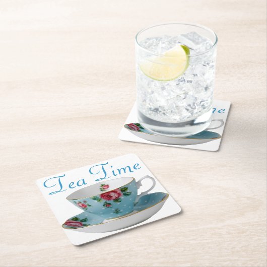 Blue Teacup Tea Time  Kartonnen Onderzetters (Insitu)