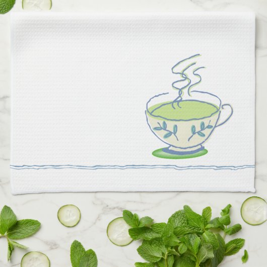 Blue Teacup Tea Towel Theedoek (Gevouwen)