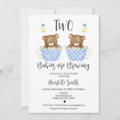 Blue Teacups Twins Twee Baby's Brouwen Baby shower Kaart (Voorkant)
