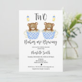 Blue Teacups Twins Twee Baby's Brouwen Baby shower Kaart (Staand voorkant)