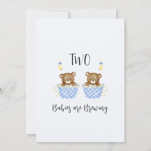 Blue Teacups Twins Twee Baby's Brouwen Baby shower Kaart (Achterkant)