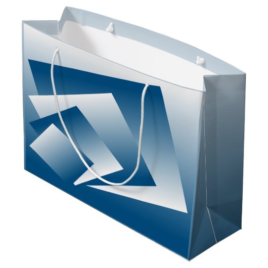 Blue Teal geometry Groot Cadeauzakje (Achterkant Gekanteld)