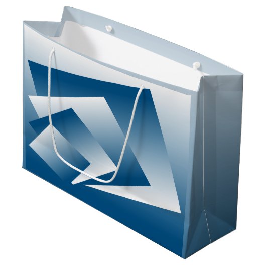 Blue Teal geometry Groot Cadeauzakje (Voorkant Gekanteld)