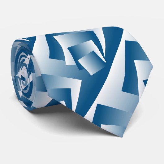 Blue Teal geometry Stropdas (Opgerold)