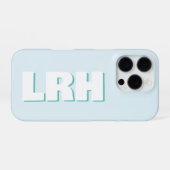 Blue & Teal Large Clean Style Monogram iPhone Case iPhone Hoesje (Achterkant horizontaal)