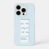 Blue & Teal Large Clean Style Monogram iPhone Case iPhone Hoesje (Achterkant)