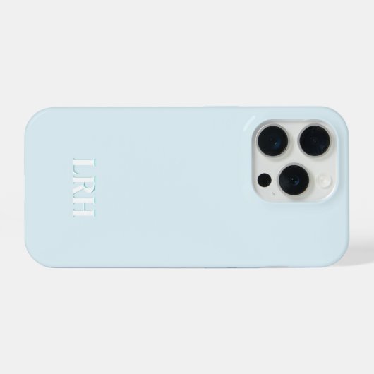 Blue Teal Modern Minimalist Initial Monogram iPhone Hoesje (Achterkant horizontaal)