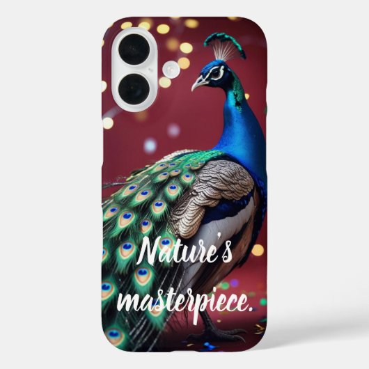 Blue Teal Peacock Feather Artistic iPhone 16 Case (Achterkant)