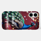 Blue Teal Peacock Feather Artistic iPhone 16 Case (Achterkant (horizontaal))