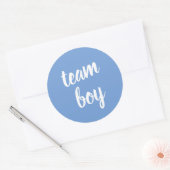 Blue Team Boy Baby shower Gender onthulling Ronde Sticker (Envelop)