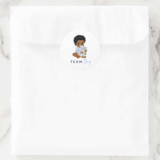 Blue Team Boy Sticker with Black Baby and Bear (Tas)